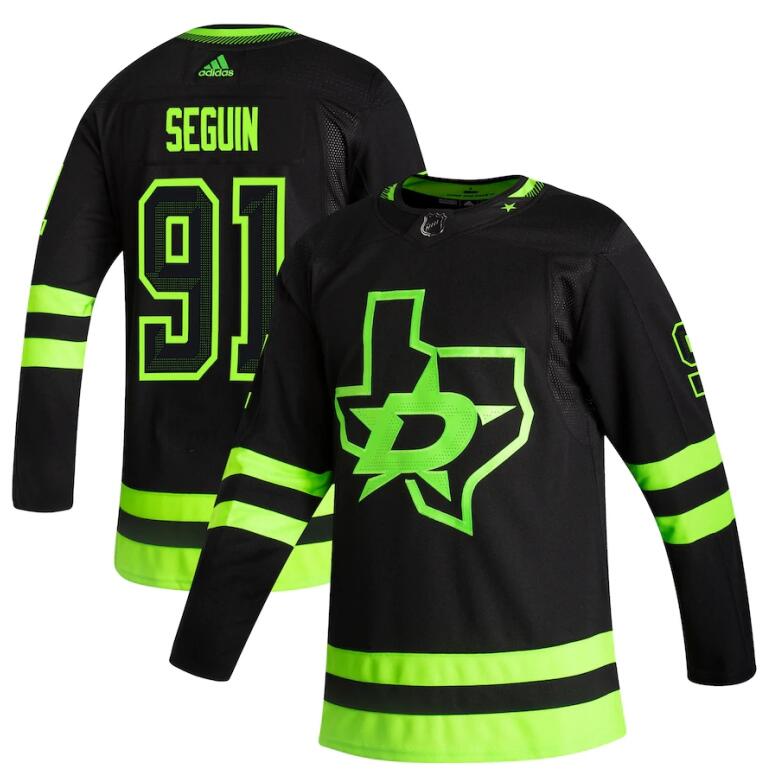 2021 Adidias Dallas Stars #91 Tyler Seguin Black Men Reverse Retro Alternate NHL Jersey